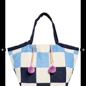Mercado Global Rosa Tote Blue and White Checkered Tote Bag